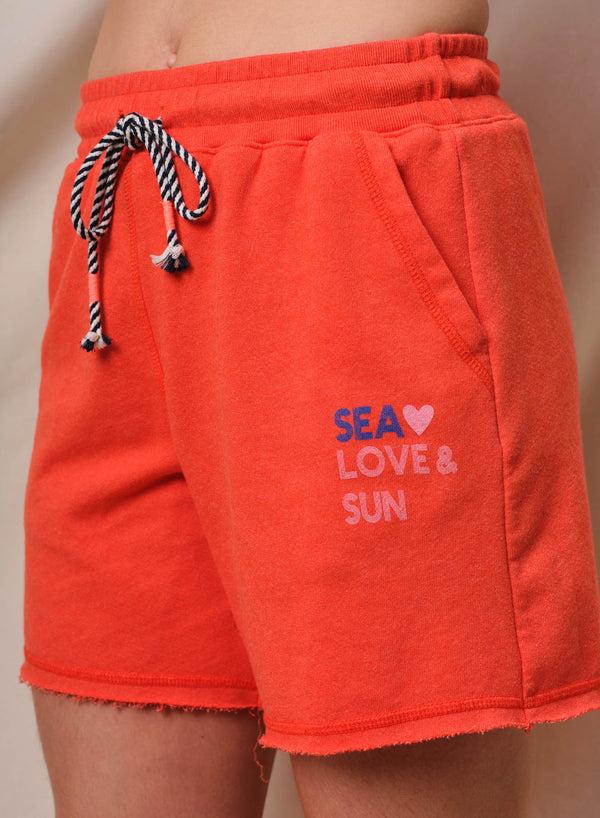 Sundry Sundry Sea Love Sun Long Inseam Short In Bright Coral