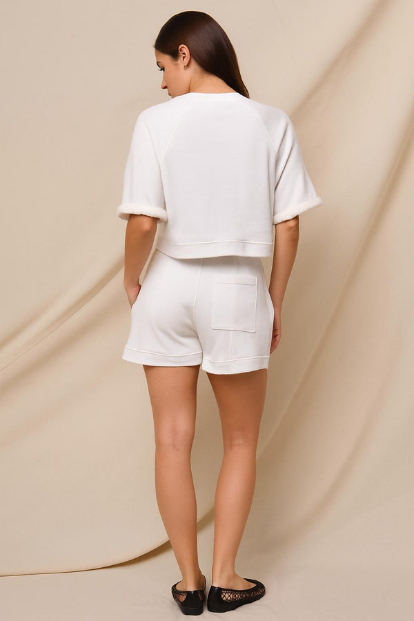 Sundry Sundry Short Sleeve Sweatshirt In Optic White