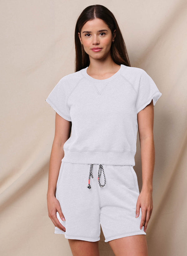 sundry Sundry Short Sleeve Sweatshirt in Optic White