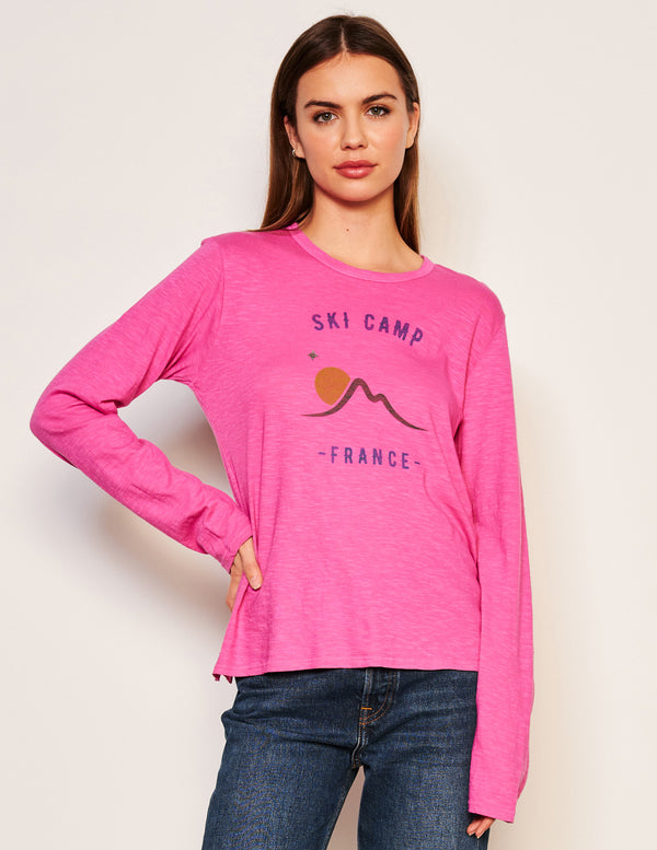Sundry Sundry Ski Camp Long Sleeve Crew In Fuscia Gem