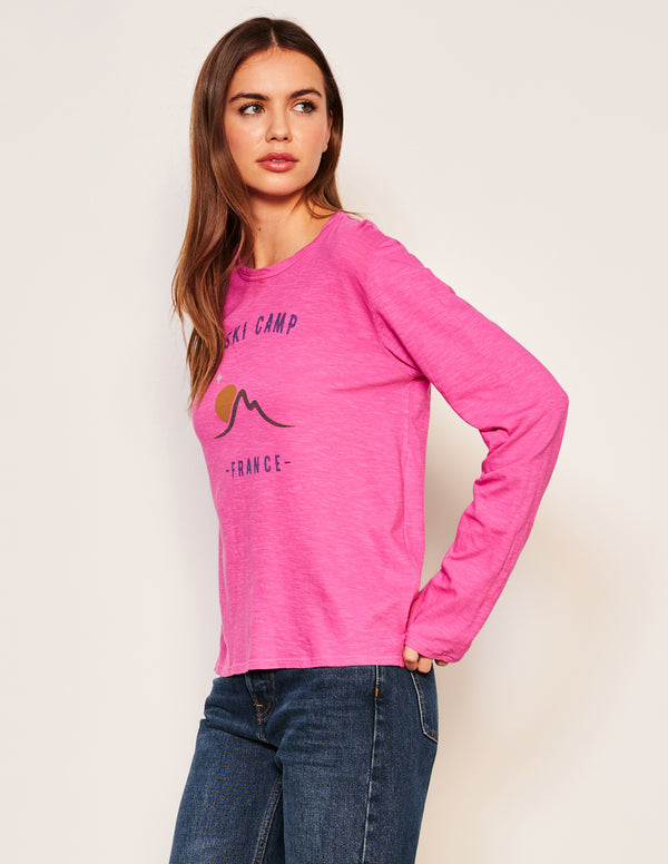 Sundry Sundry Ski Camp Long Sleeve Crew In Fuscia Gem