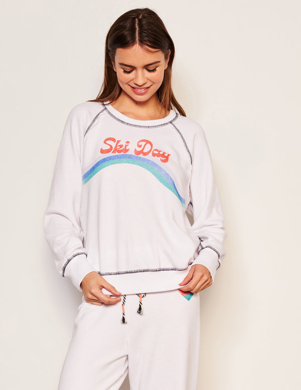 Sundry Sundry Ski Day Raglan Sweatshirt In Optic White