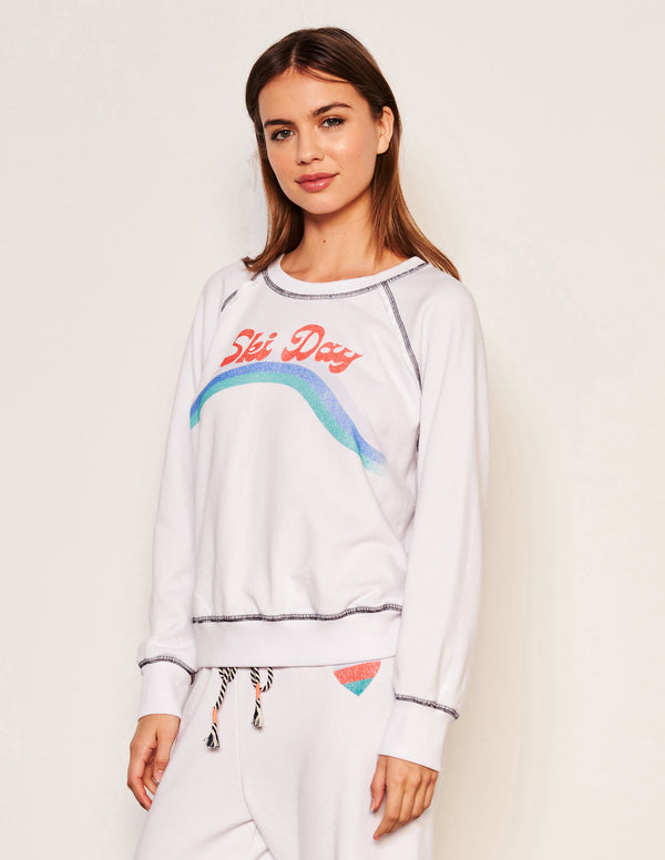 sundry Sundry Ski Day Raglan Sweatshirt in Optic White