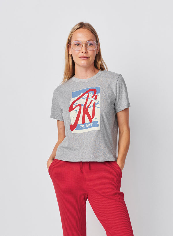 Sundry Sundry Ski The Pines Short Sleeve Boxy Crew Tee In Heather Grey