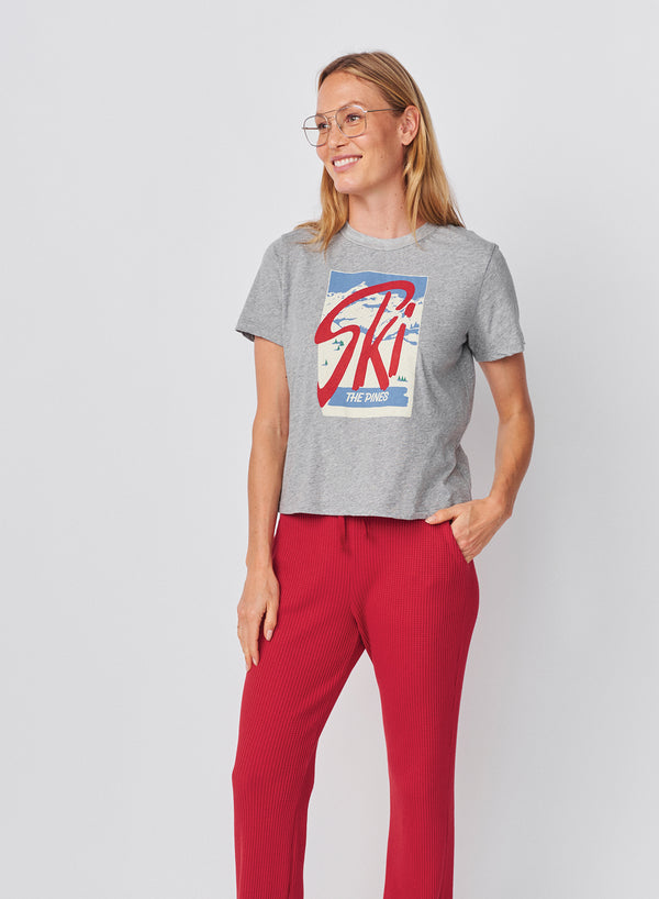 Sundry Sundry Ski The Pines Short Sleeve Boxy Crew Tee In Heather Grey