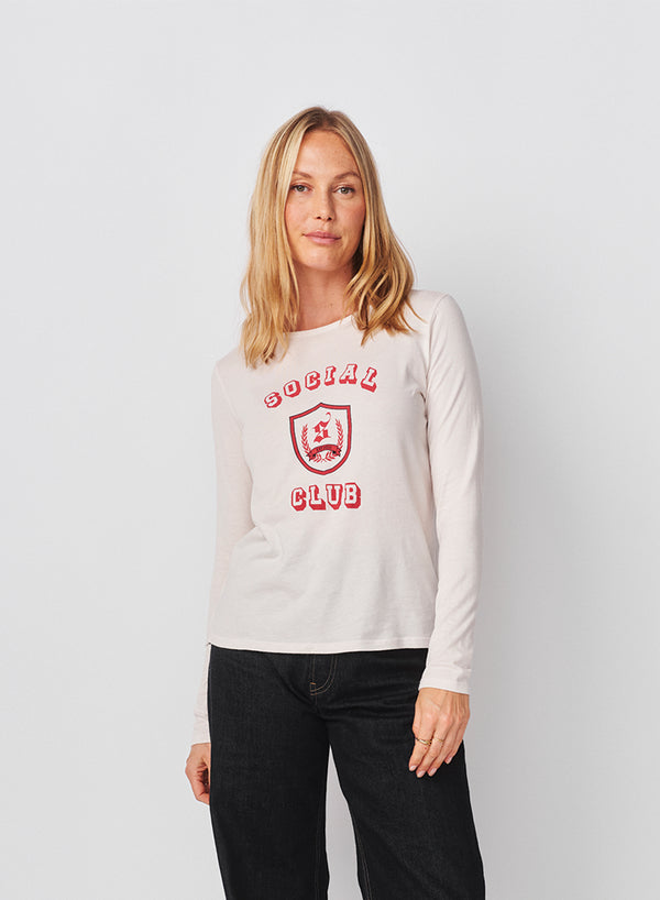 Sundry Sundry Social Club Long Sleeve Crew In Oyster