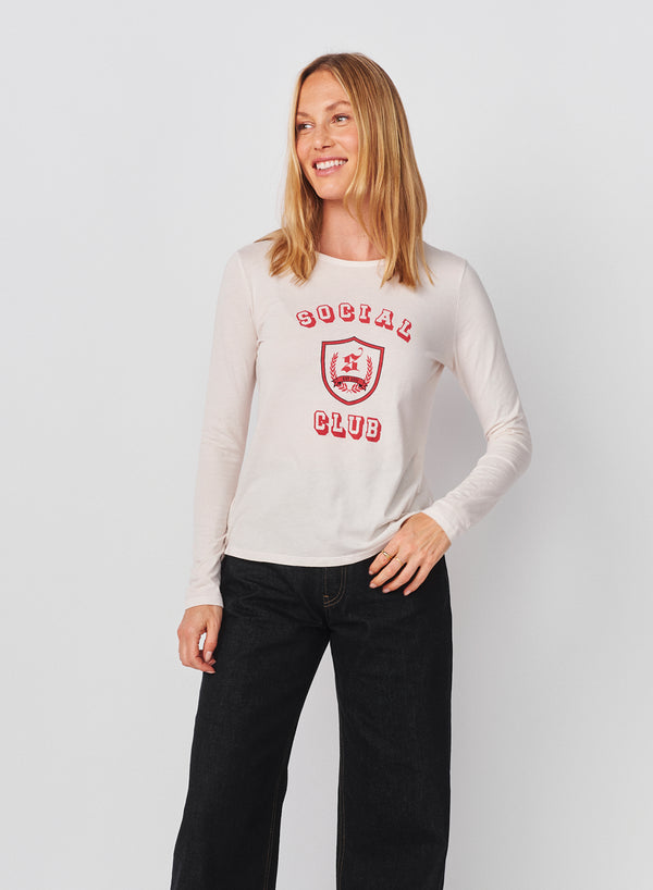 Sundry Sundry Social Club Long Sleeve Crew In Oyster