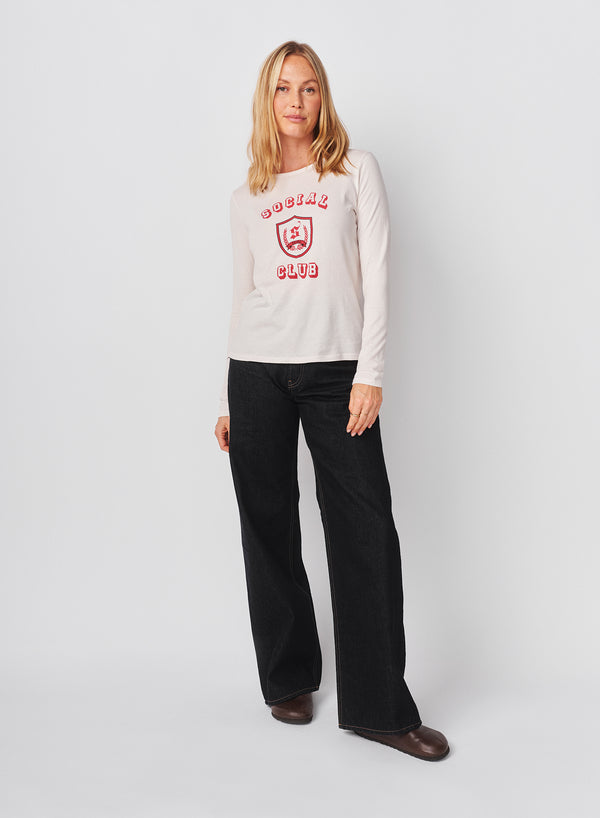 sundry Sundry Social Club Long Sleeve Crew in Oyster