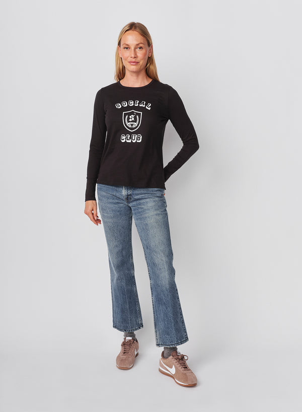 sundry Sundry Social Club Long Sleeve Crew in Washed Black