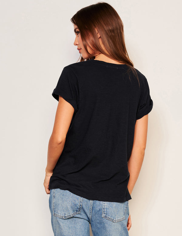 Sundry Sundry Stay Warm Rolled Sleeve Tee In Deep Navy