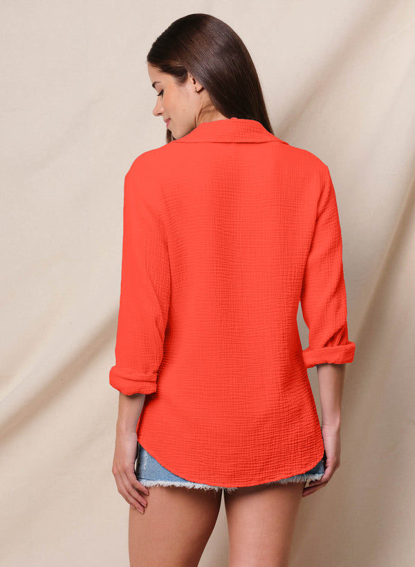 Sundry Sundry Classic Shirt In Bright Coral