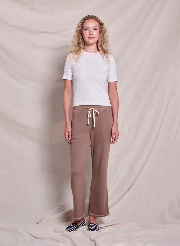 sundry Sundry Contrast Stitch Tee in Oyster