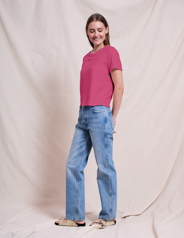 Sundry Sundry Crew Neck Tee In Cranberry