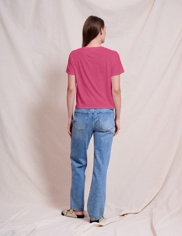 Sundry Sundry Crew Neck Tee In Cranberry