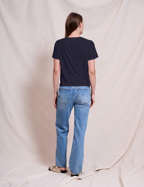 Sundry Sundry Crew Neck Tee In Deep Navy