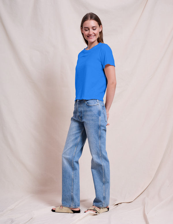 Sundry Sundry Crew Neck Tee In Lagoon Blue