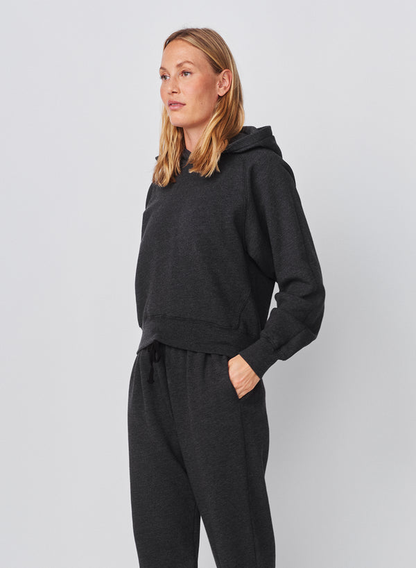Sundry Sundry Cropped Hoodie In Washed Black