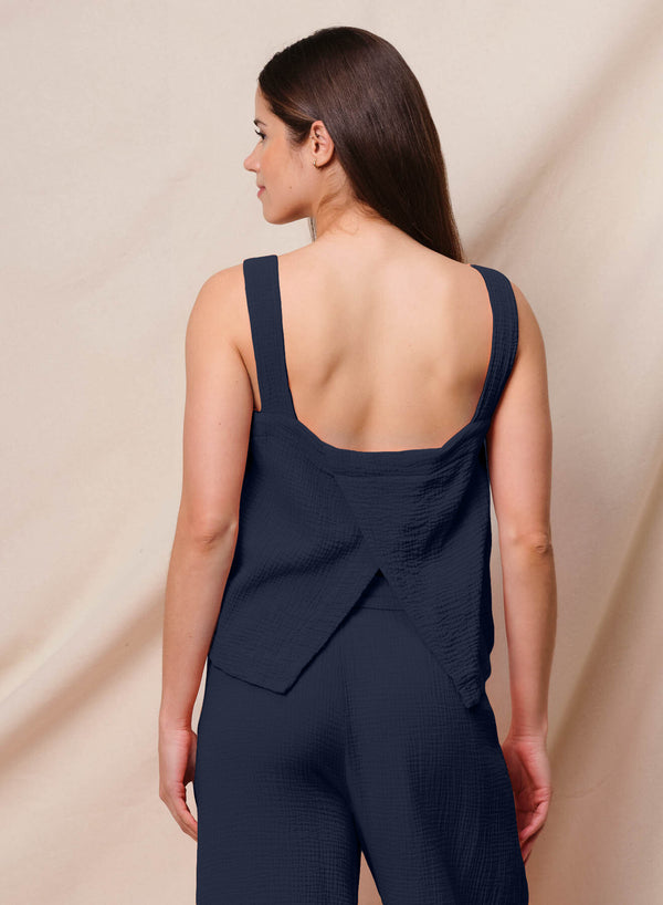 Sundry Sundry Cross Back Swing Top In Deep Navy