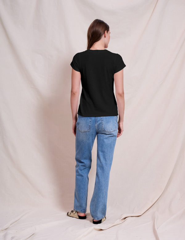 Sundry Sundry Deep V-Neck Tee In Black