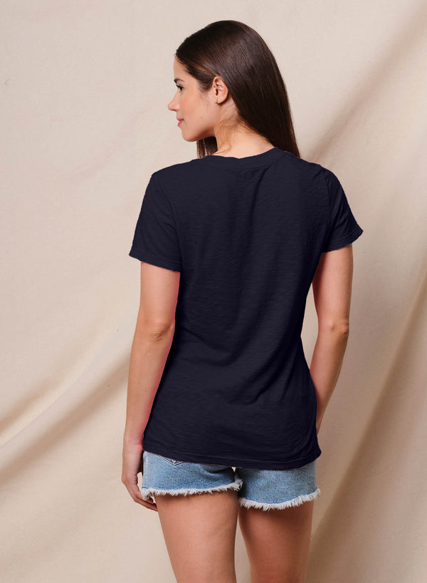 Sundry Sundry Deep V-Neck Tee In Deep Navy