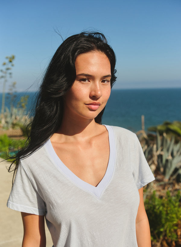Sundry Sundry Deep V-Neck Tee In Sea Breeze
