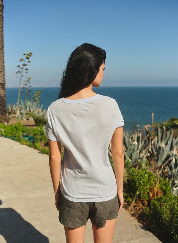 Sundry Sundry Deep V-Neck Tee In Sea Breeze