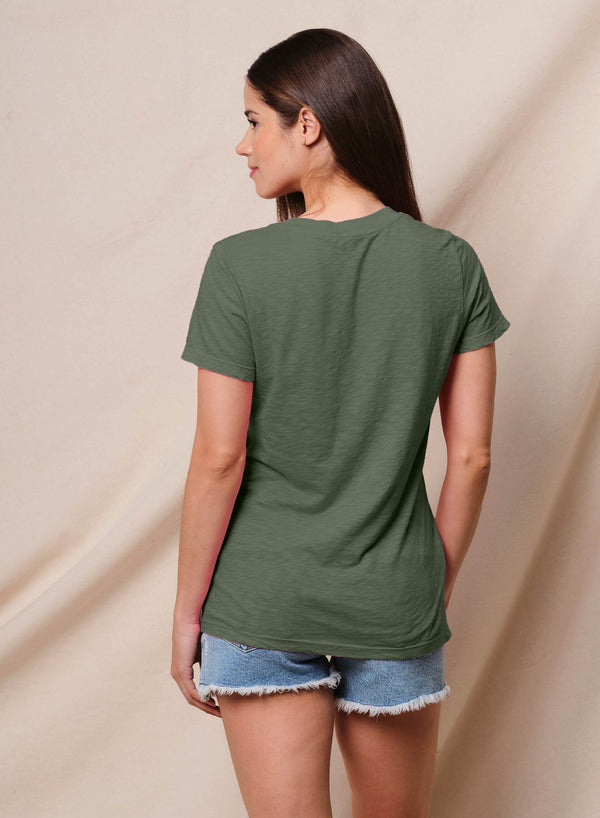 Sundry Sundry Deep V-Neck Tee In Signature Green