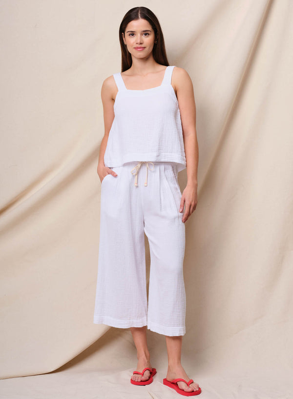 sundry Sundry Gauze Culottes in Optic White