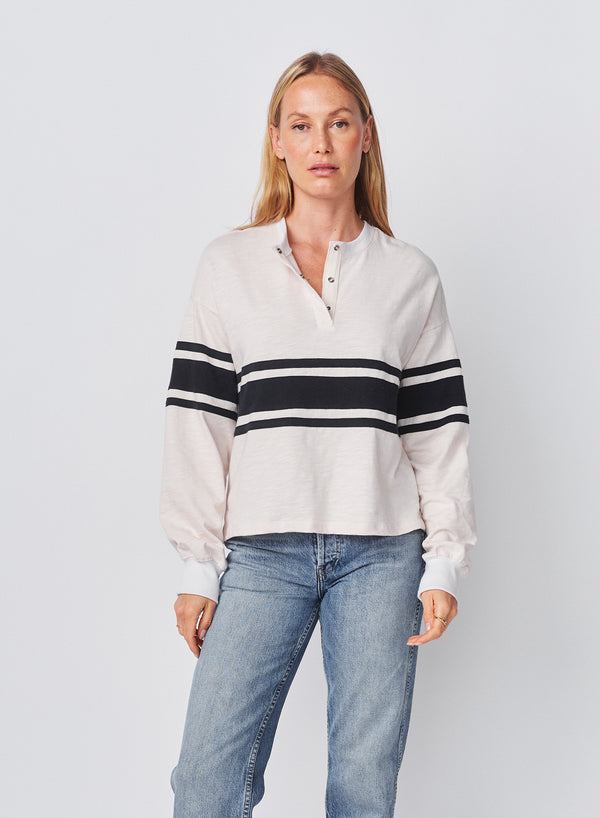 Sundry Sundry Heavy Rugby Jersey Henley In Oyster