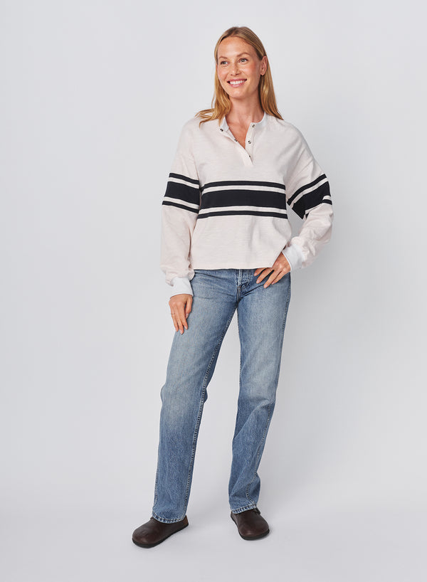 Sundry Sundry Heavy Rugby Jersey Henley In Oyster