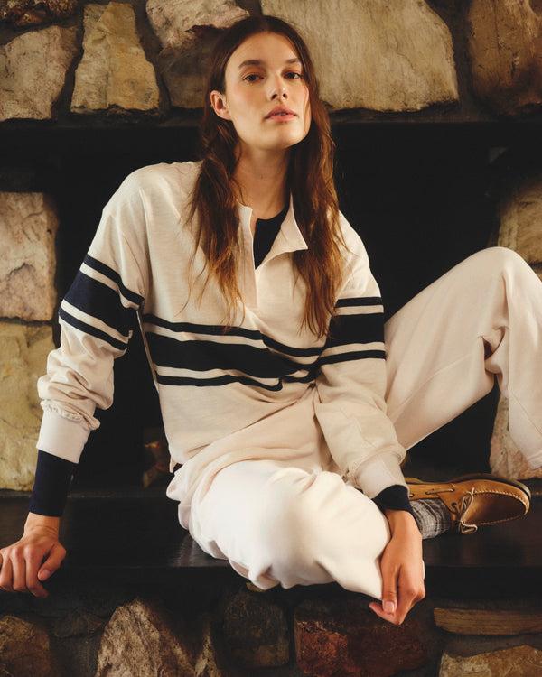 sundry Sundry Heavy Rugby Jersey Henley in Oyster