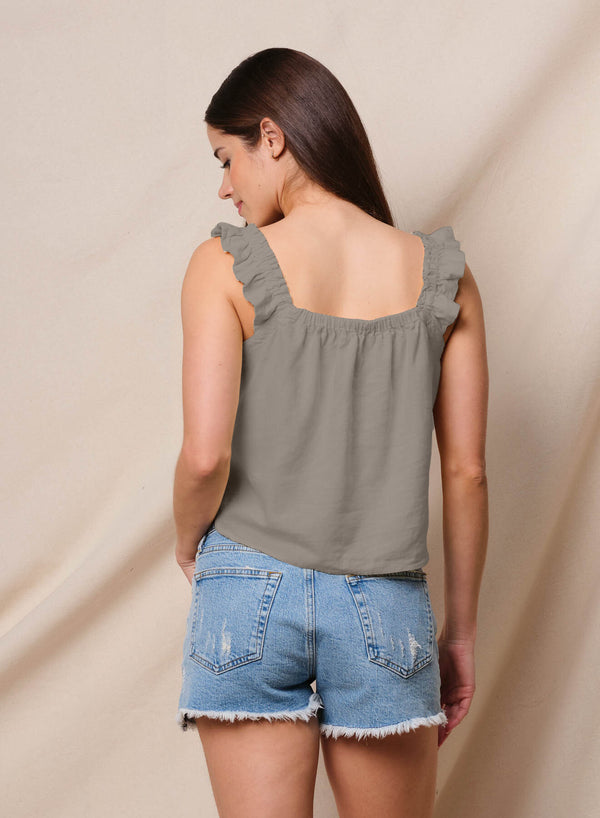 Sundry Sundry Linen Flutter Tank In Fern