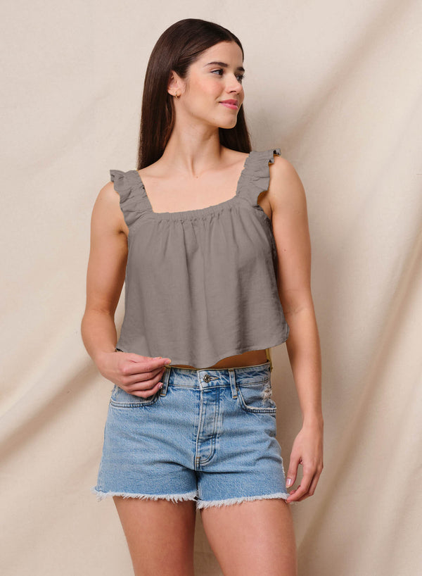 sundry Sundry Linen Flutter Tank in Fern