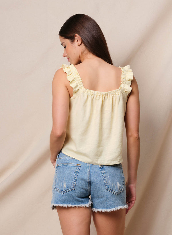 Sundry Sundry Linen Flutter Tank In Lemon Tint