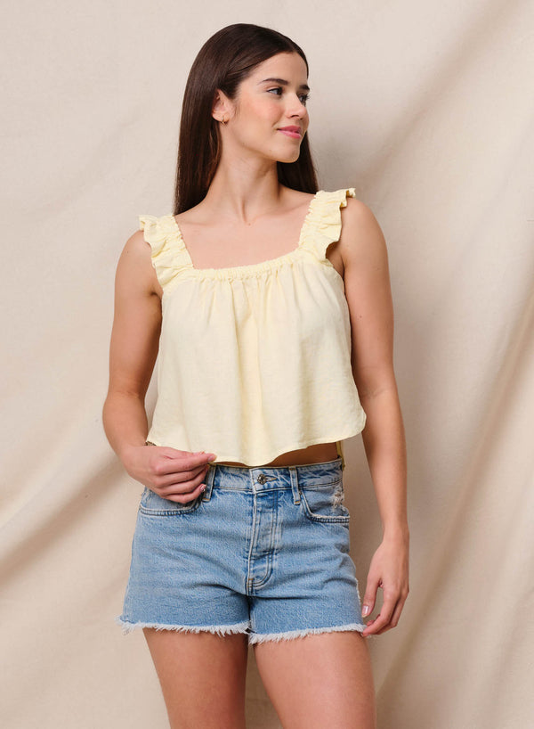sundry Sundry Linen Flutter Tank in Lemon Tint