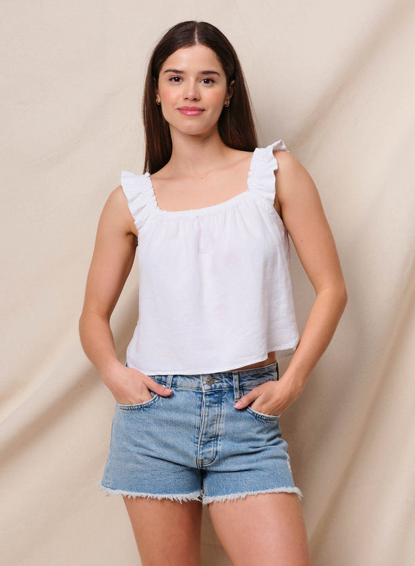 sundry Sundry Linen Flutter Tank in Optic White