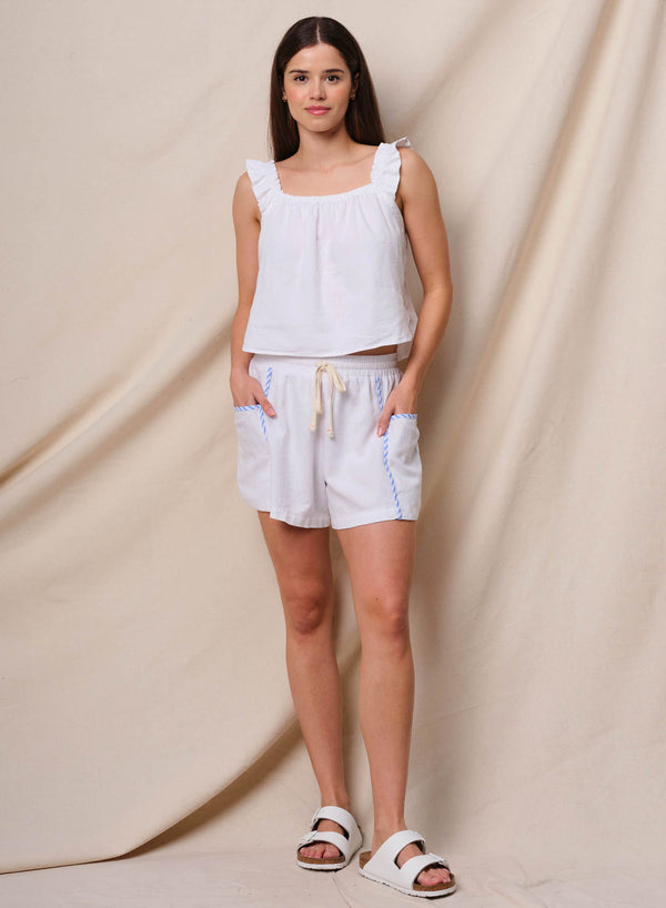 Sundry Sundry Linen Short In Optic White