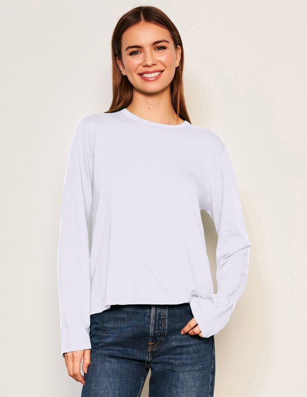 sundry Sundry Long Sleeve Crew in Optic White