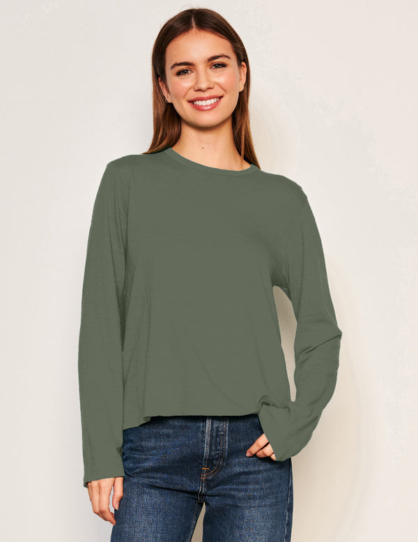 sundry Sundry Long Sleeve Crew in Signature Green