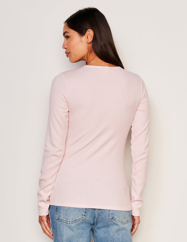 Sundry Sundry Long Sleeve V-neck Top In Flush Pink