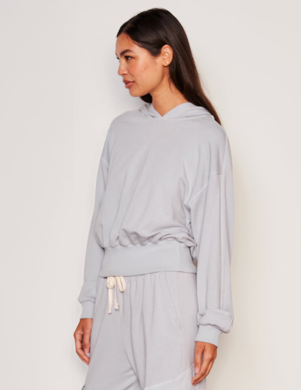 Sundry Sundry Lounge Banded Hoodie In Blue Linen