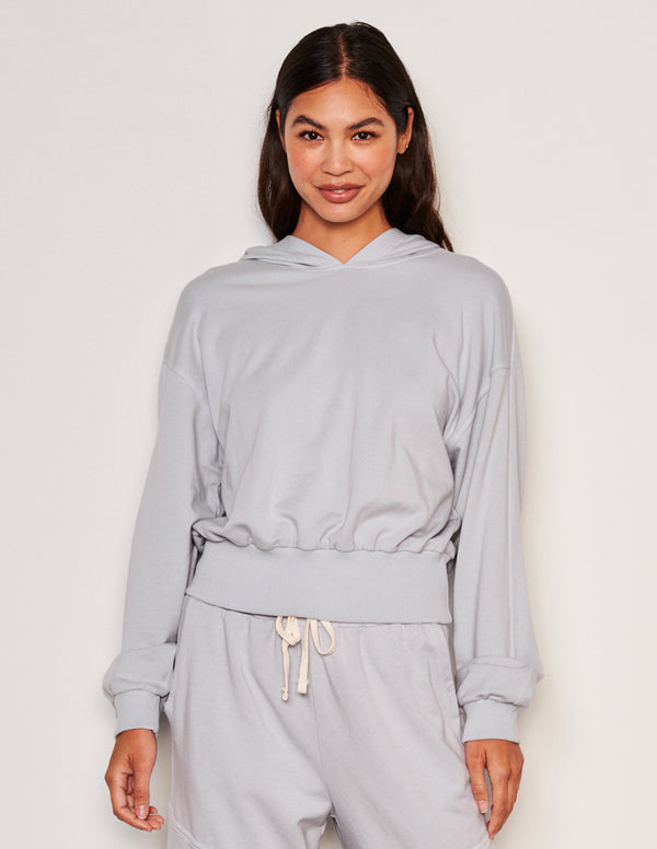 sundry Sundry Lounge Banded Hoodie in Blue Linen