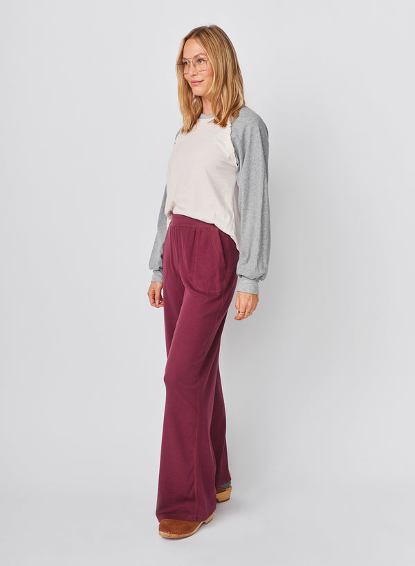 Sundry Sundry Lounge Flare Pant In Mulled Wine