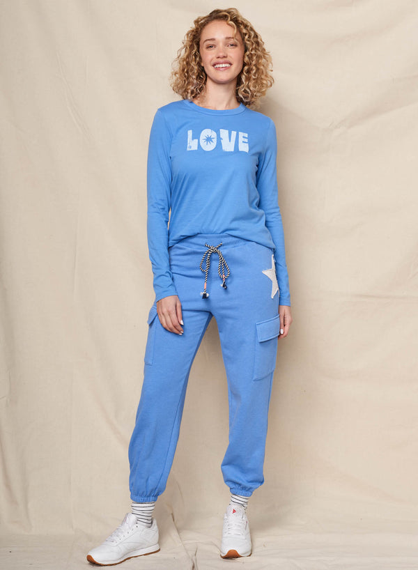 Sundry Sundry Love Long Sleeve Crew In Lagoon Blue