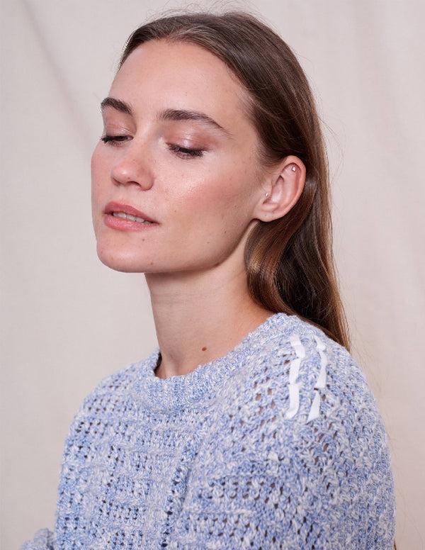 Sundry Sundry Marl Slub Crew In Deep Navy