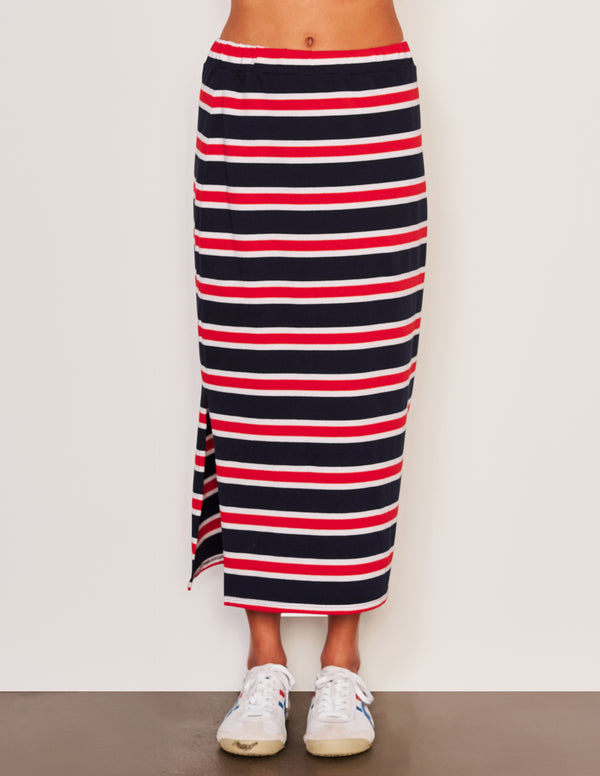 Sundry Sundry Midi Side Slit Skirt In Flare Red