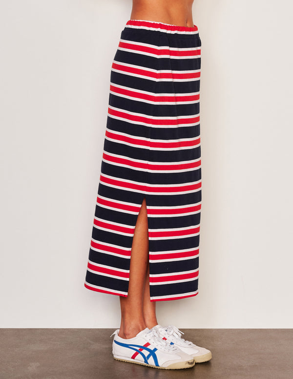 Sundry Sundry Midi Side Slit Skirt In Flare Red