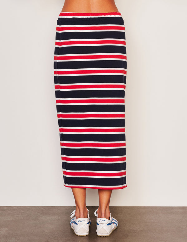 Sundry Sundry Midi Side Slit Skirt In Flare Red