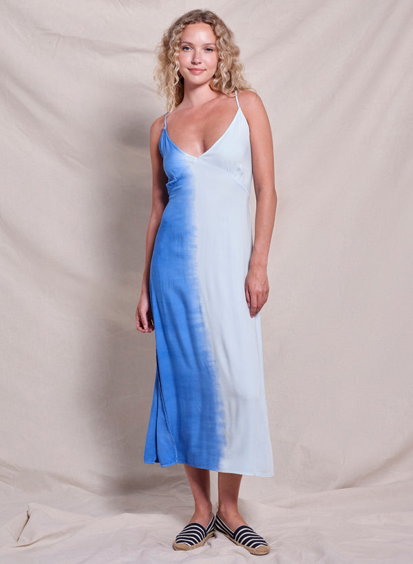 sundry Sundry Midi Tie Back Dress in Lagoon Blue