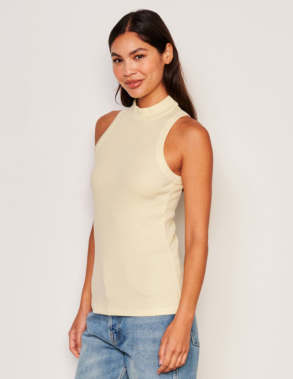 Sundry Sundry Mock Neck Tank In Yellow Fade